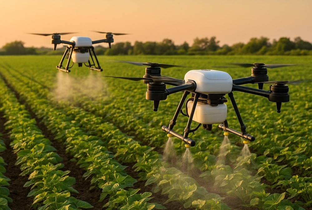 Agricultural field with technology overlay