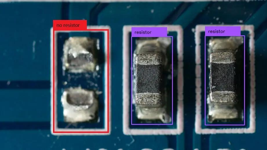 Circuit board inspection detecting missing resistors