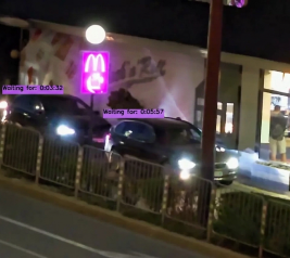 Drive-thru service lane at night